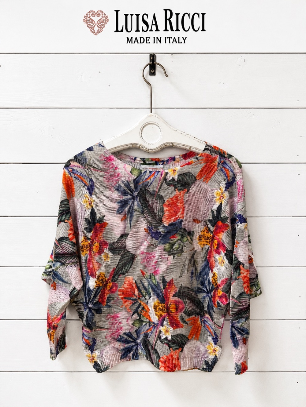 LUISA RICCI Floral Lightweight Knit Sweater Size S